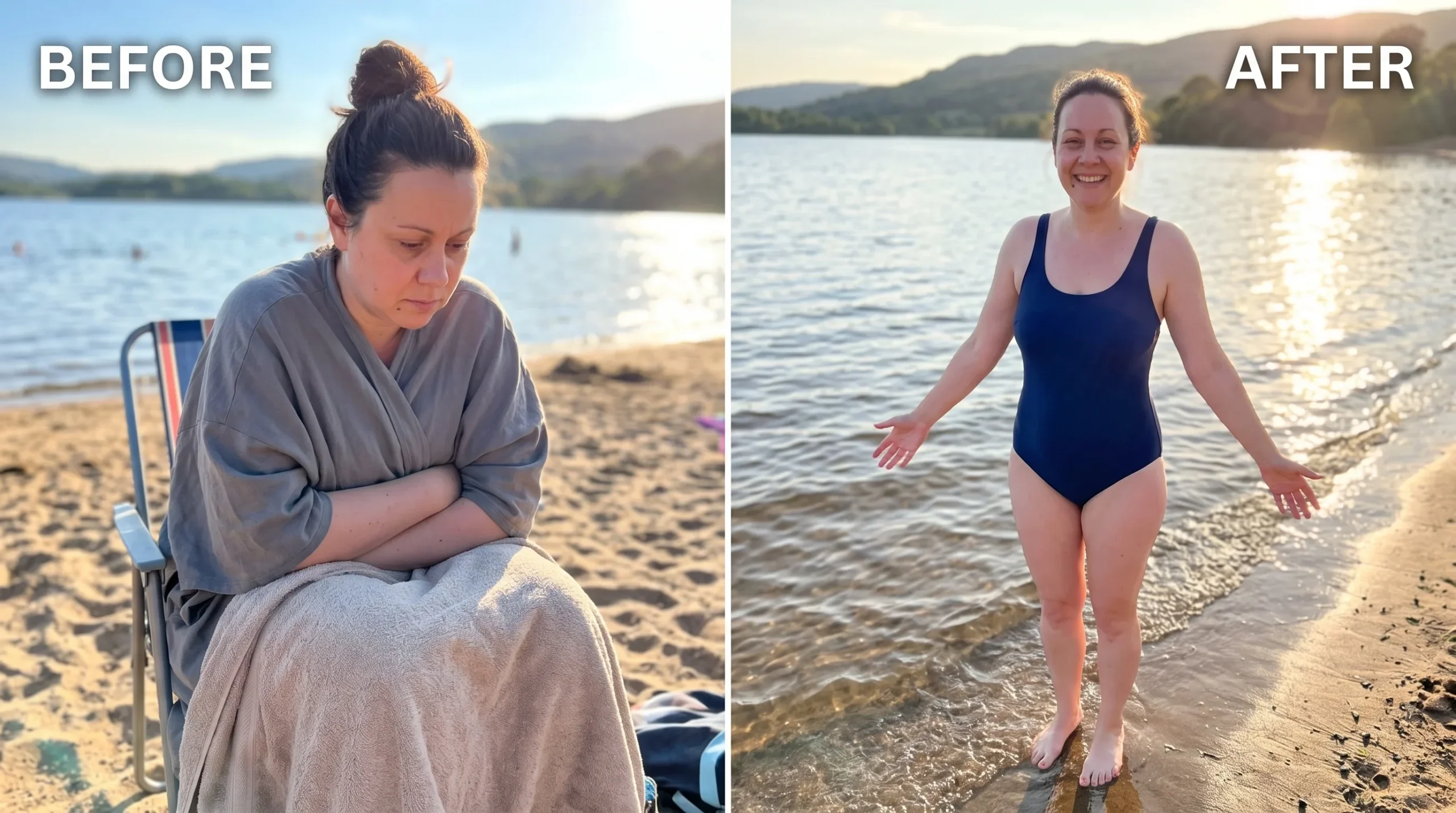 Rachel at the lake with her kids